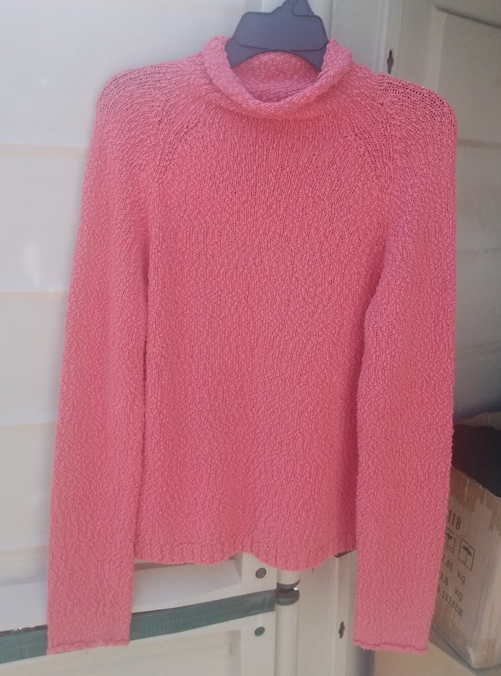 Vintage J. Crew Roll Neck Coral Orange Sweater Cotton Pullover Womens Large